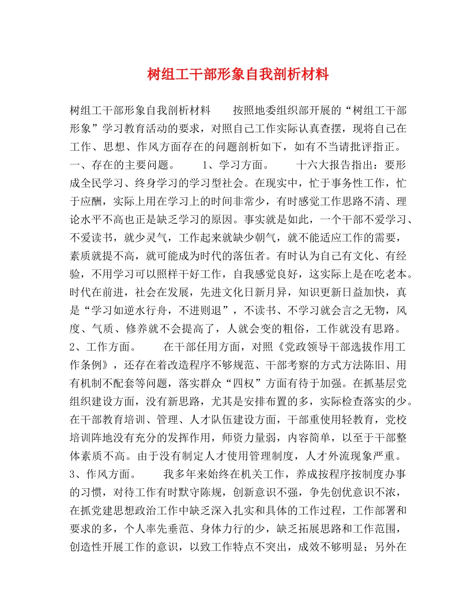 树组工干部形象自我剖析材料 _第1页