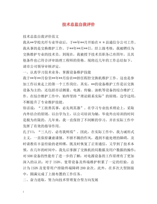 技术总监自我评价 