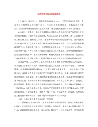 经济活动分析会发言稿范文 