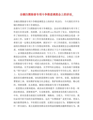 节日讲话-全镇扫黑除恶专项斗争推进调度会上的讲话_ 