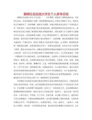 暑期社会实践大学生个人参考总结 