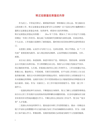 转正定级鉴定表鉴定内容 