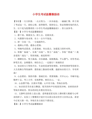 小学生考试温馨激励语 
