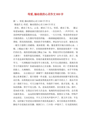 母爱,触动我的心灵作文800字 