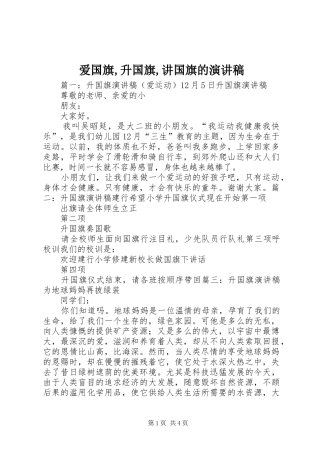 爱国旗,升国旗,讲国旗的演讲稿范文