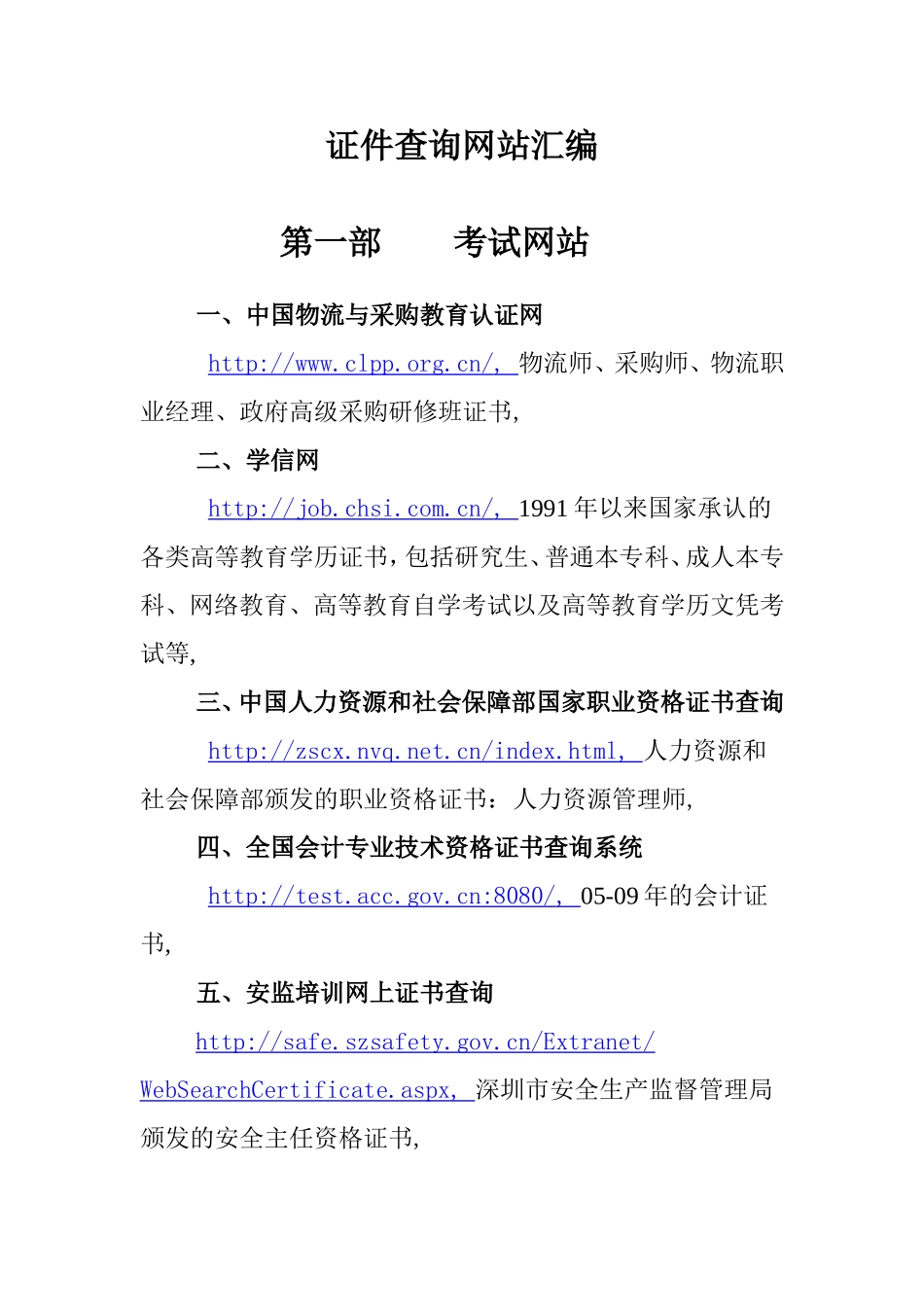证件查询网站与职业考试汇编_第1页