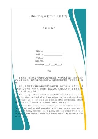 2024年每周的工作计划7