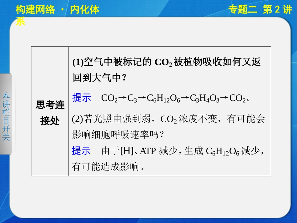 二轮专题突破：光合作用与细胞呼吸_第3页