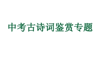 中考古诗词赏析专题