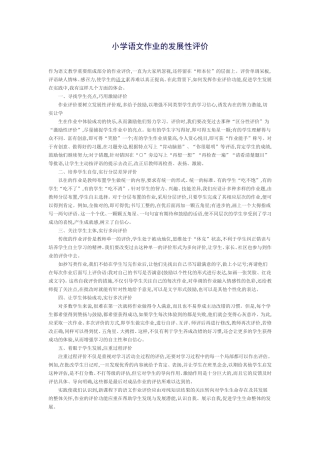 小学语文作业的发展性评价