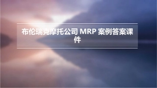 布伦瑞克摩托公司MRP案例答案课件