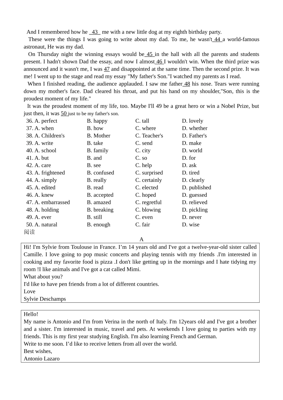 2011年北京市春季普通高中会考英语试卷及答案_第2页