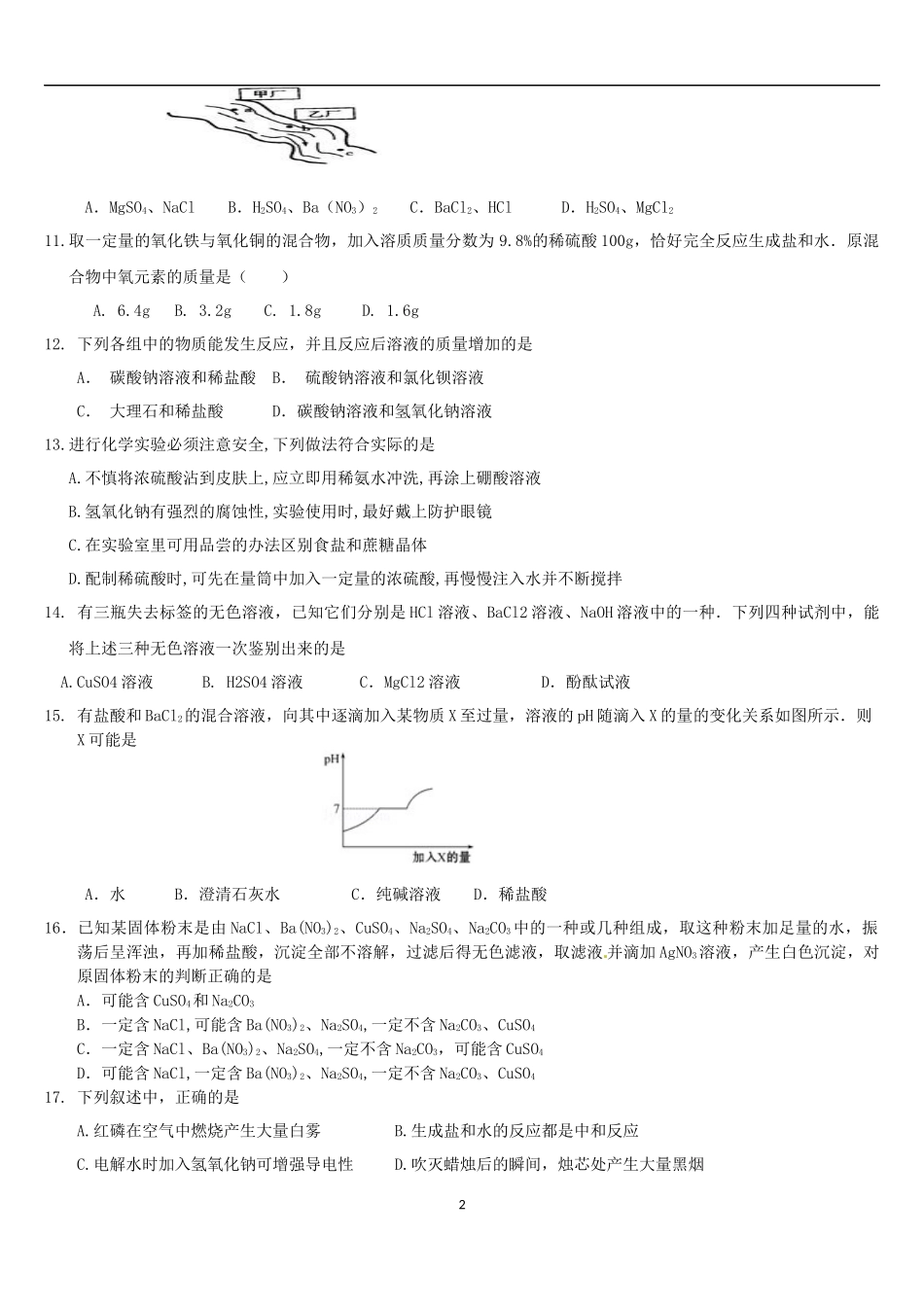 专题一身边的化学物质（酸、碱、盐）_第2页