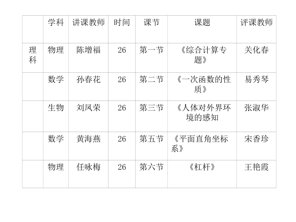 萝北二中校级公开课安排_第1页