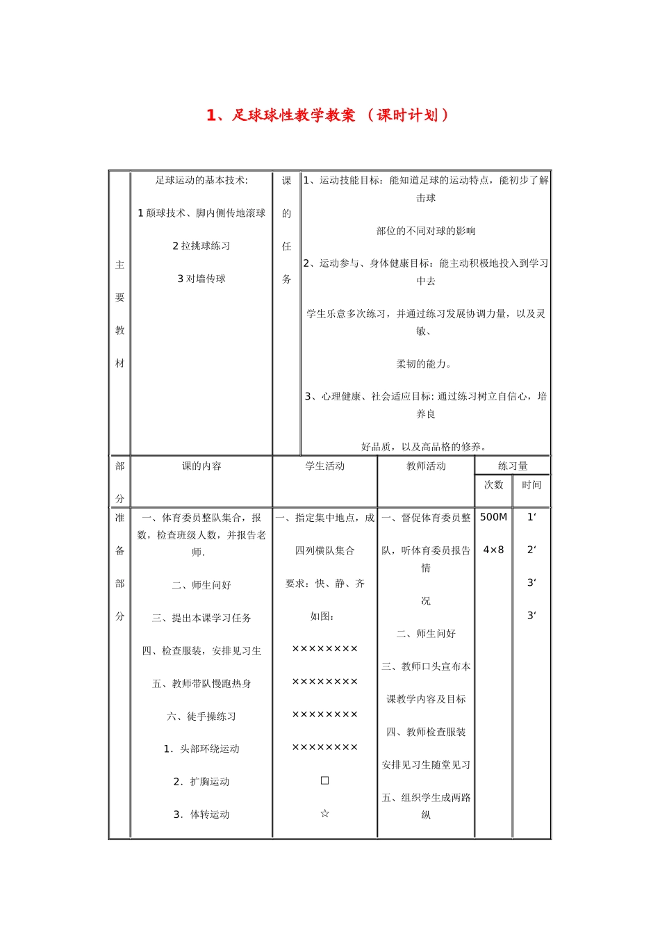 足球特色课教案_第1页