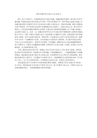 怎样正确引导小孩子去主动学习