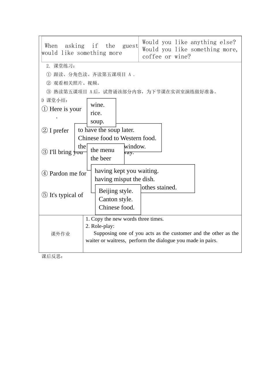 餐饮英语教案_第2页