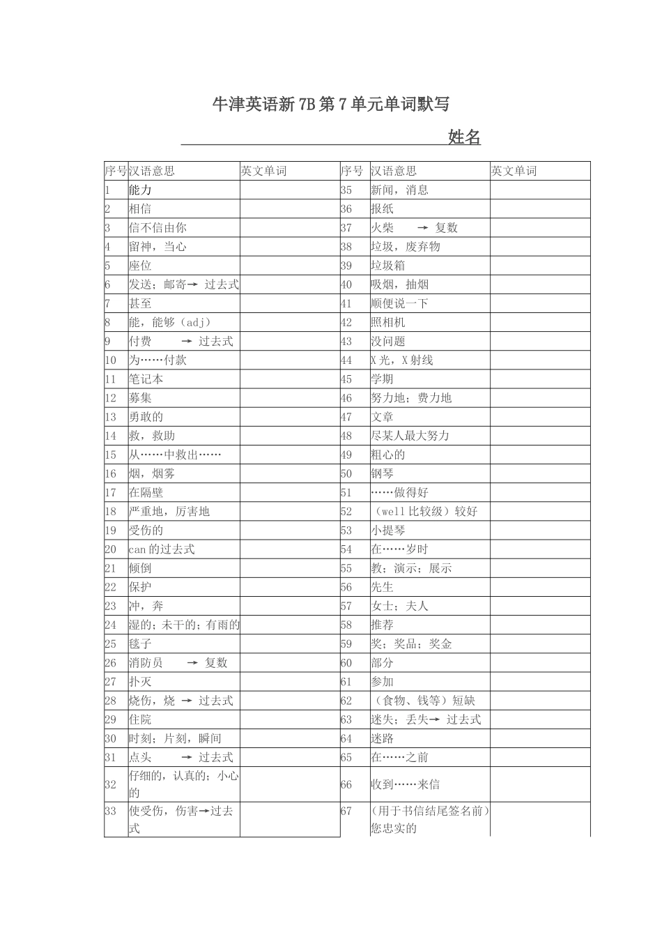 牛津英语新7B第7单元单词默写_第1页