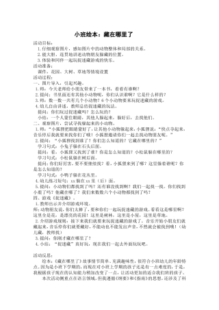 小班绘本《藏在哪里了》