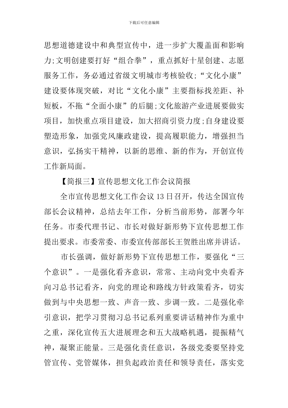 宣传思想文化工作会议简报3篇_第3页