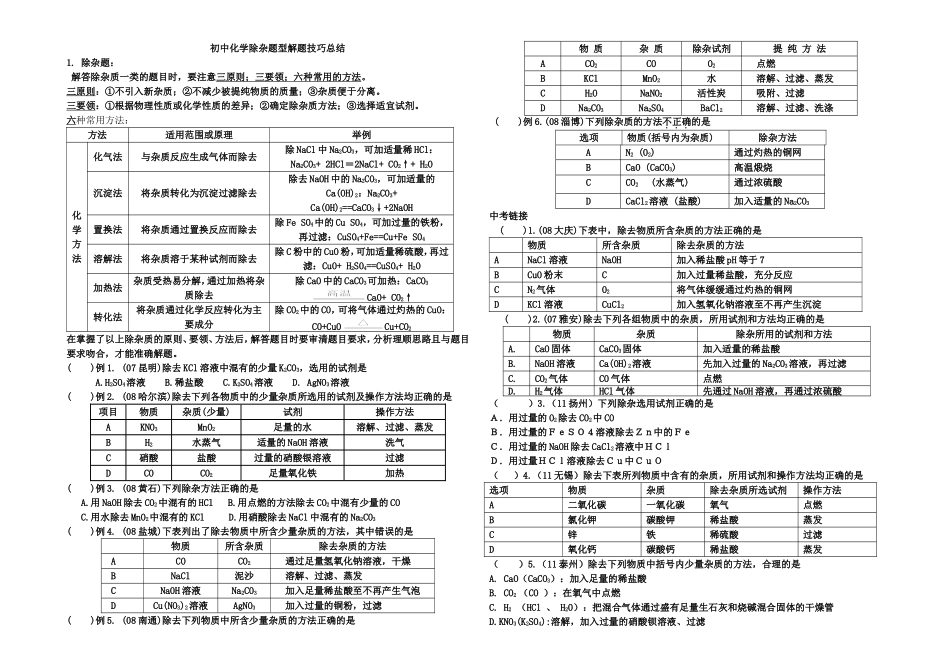 专项练习：除杂_第1页