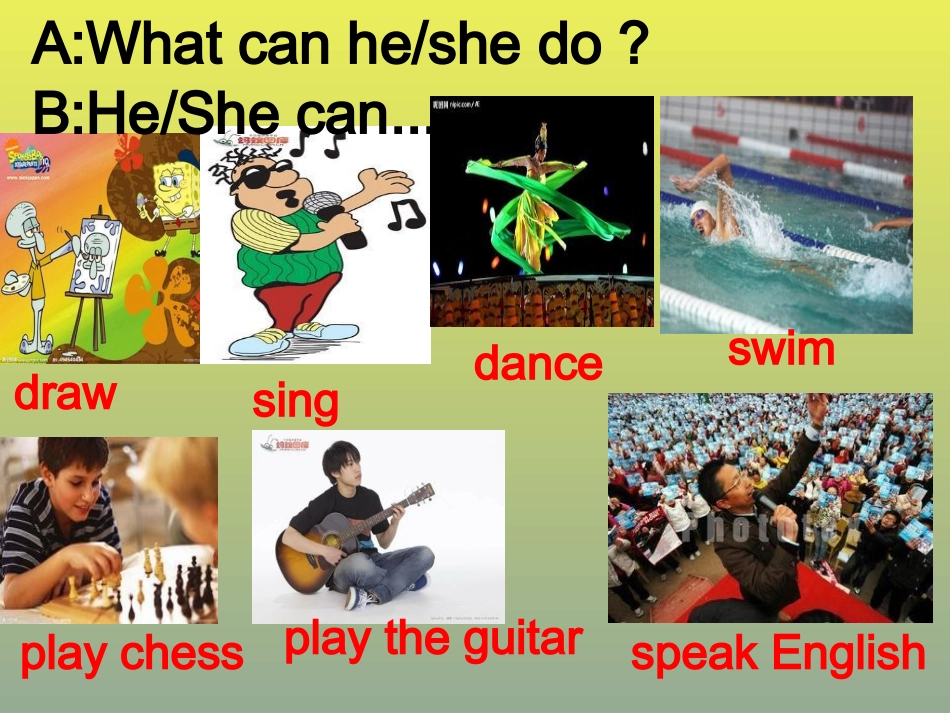 2013人教版七年级英语下册unit1_can_you_play_the_guitar_整单元课件_第3页