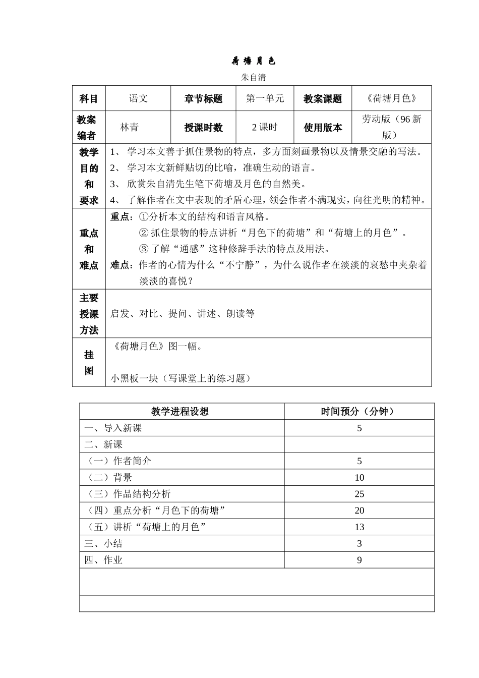 荷塘月色教学设计2_第1页