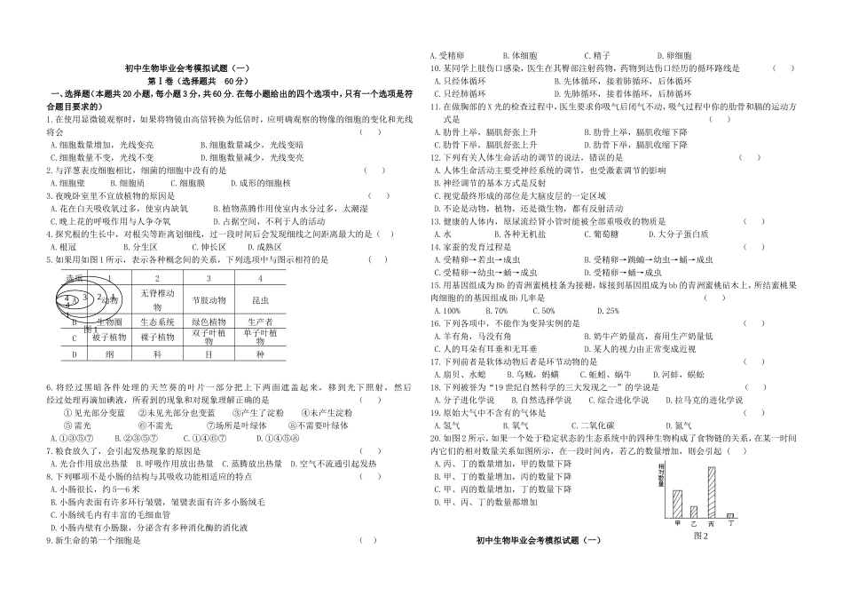 初中生物会考测试题_第1页