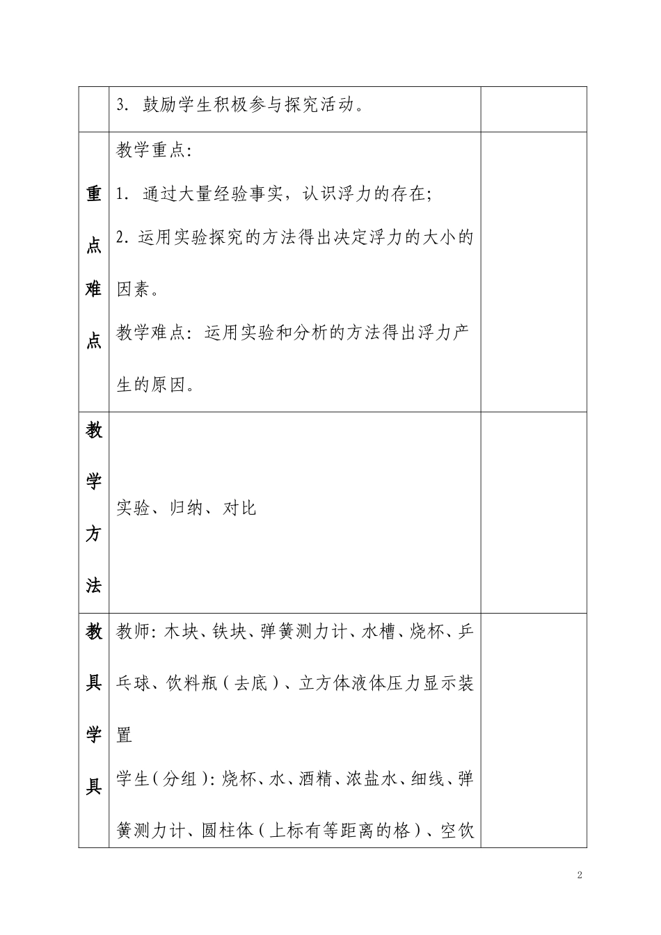 新教材第十章_第一节浮力教学设计_第2页