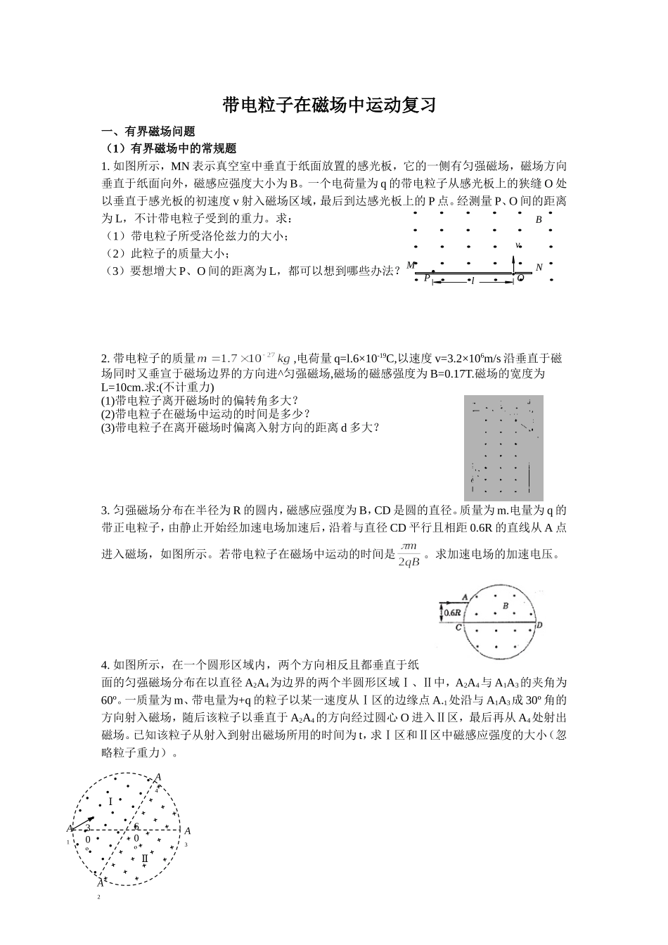 带电粒子在磁场中运动复习资料_第1页