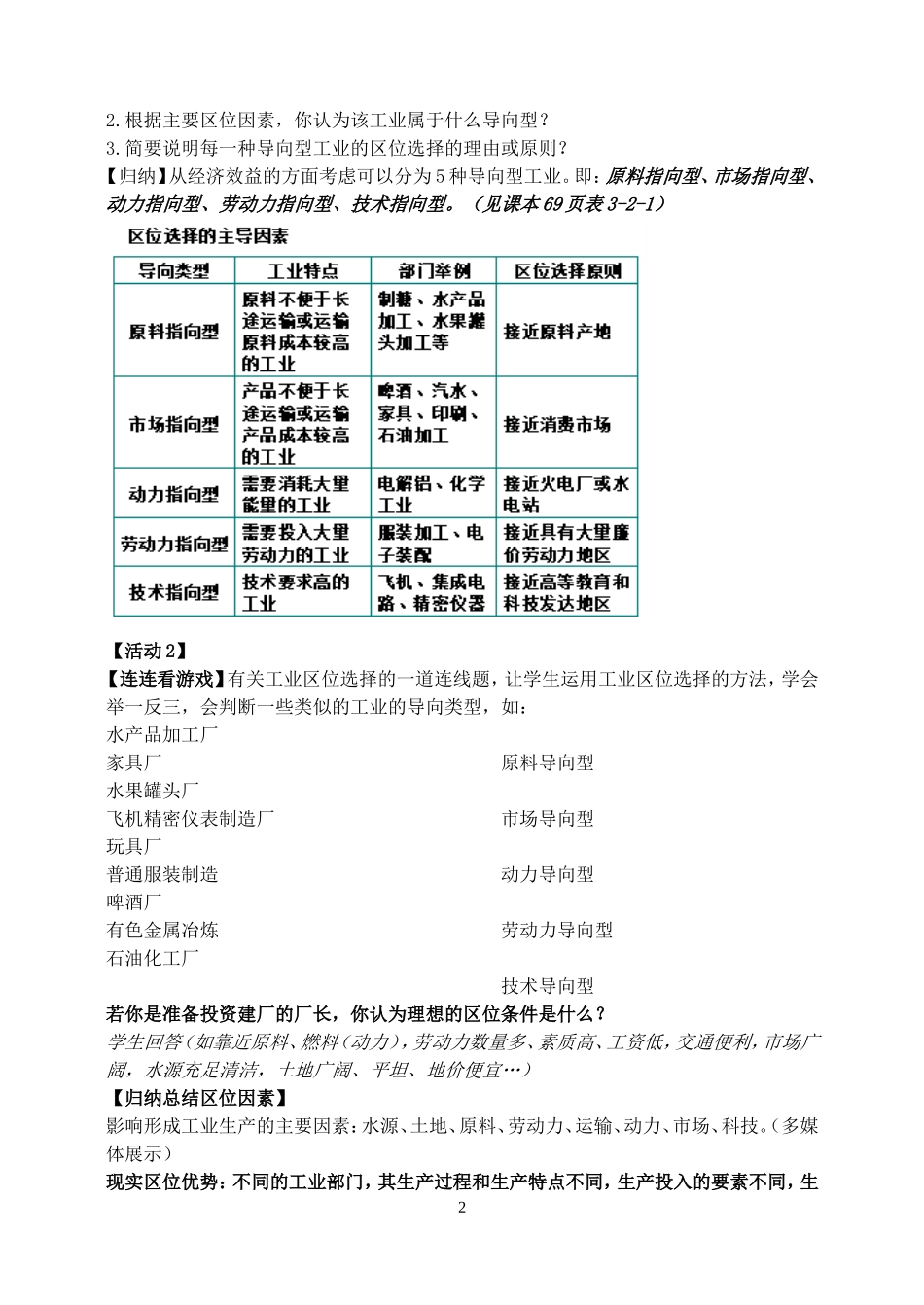 工业生产与地理环境教学设计第一课时_第2页