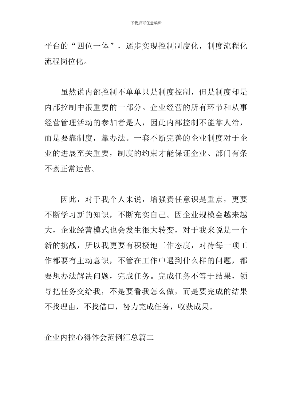 企业内控心得体会范例汇总_第2页