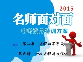 第2章第5讲一次方程与方程组