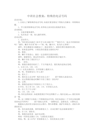 中班社会教案：特殊的电话号码