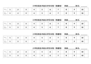 小学信息技术综合评价问卷(答题卷）