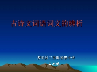古诗文词语词义的辨析