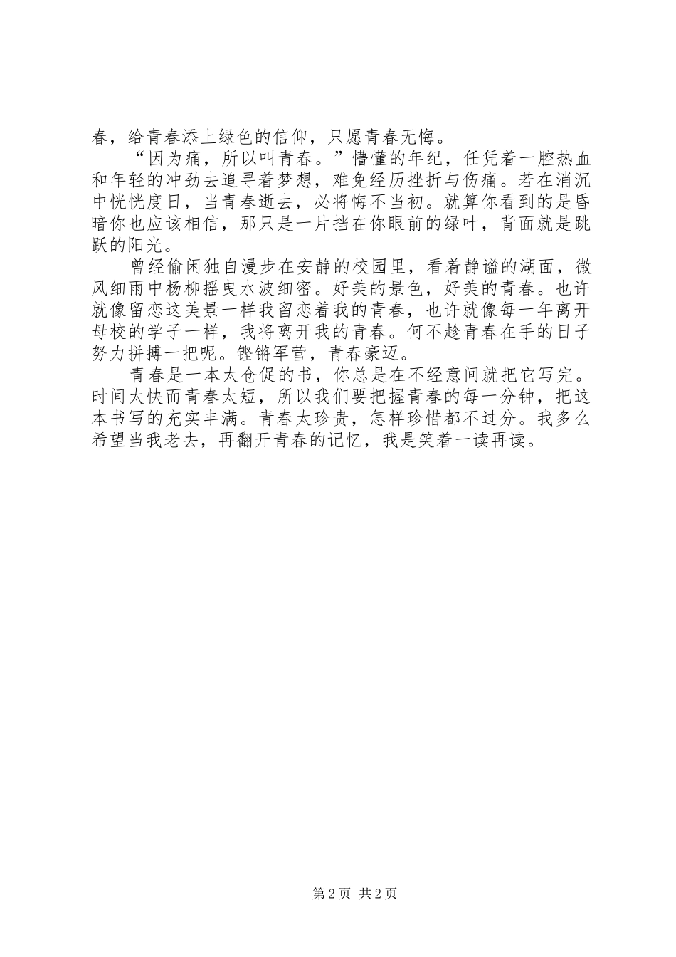 高中演讲：仓促的青春_第2页