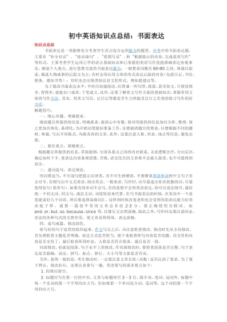 初中英语知识点总结：书面表达