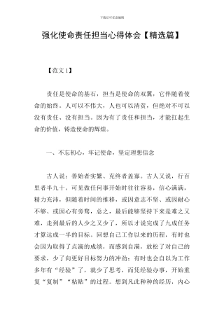 强化使命责任担当心得体会