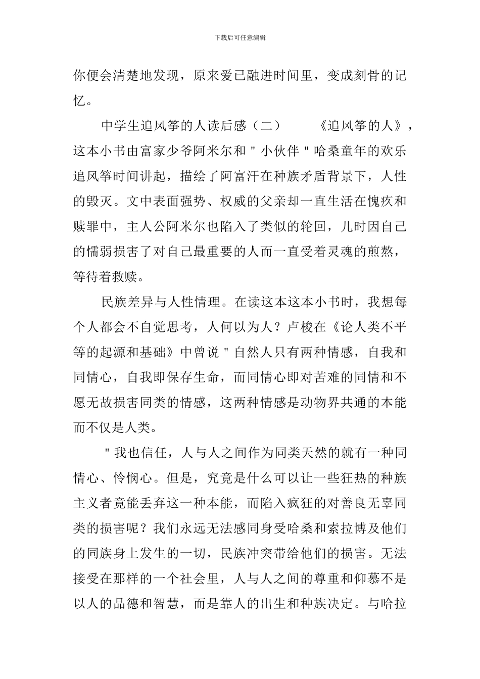 中学生追风筝的人读后感_第3页