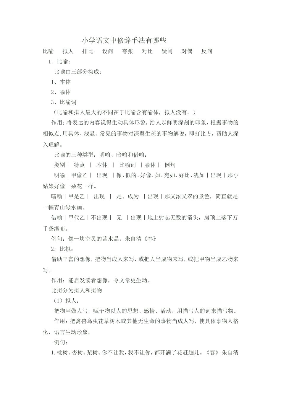 小学语文中修辞手法有哪些_第1页