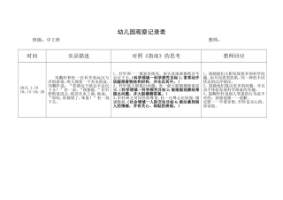 幼儿园观察记录表（样稿）