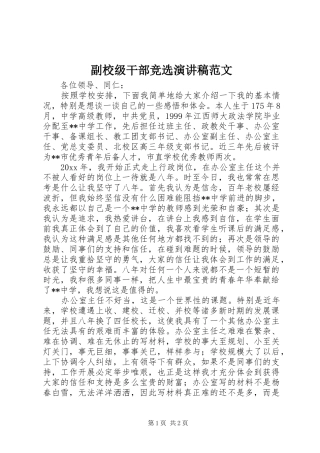 副校级干部竞选演讲稿