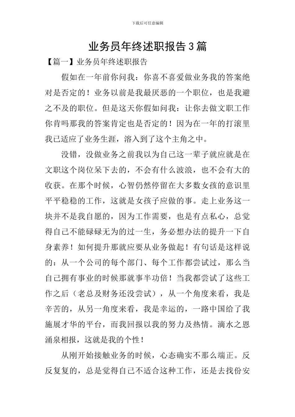 业务员年终述职报告3篇_第1页