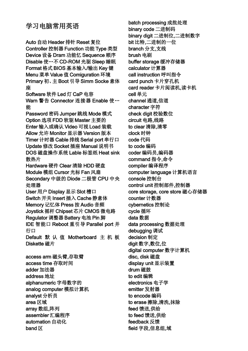 学习电脑常用英语_第1页