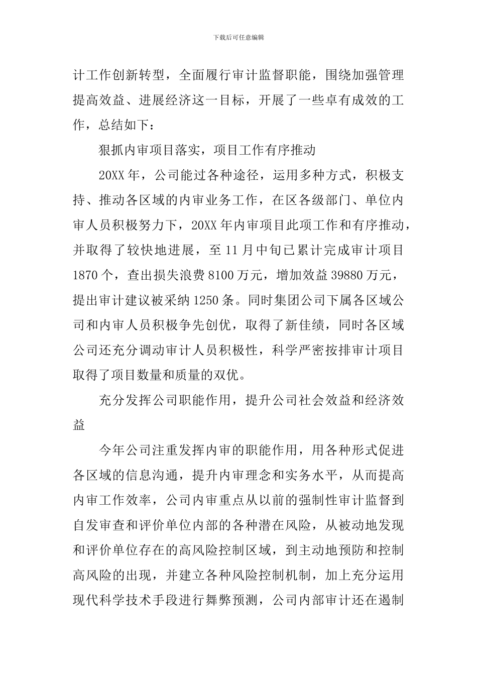 公司审计年度工作总结开头_第2页