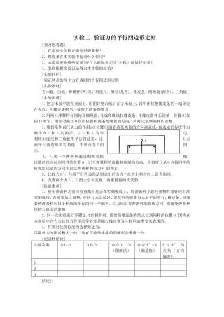 实验二验证力的平行四边形定则