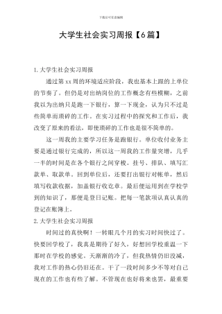 大学生社会实习周报