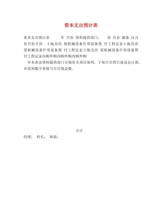 资本支出预计表 