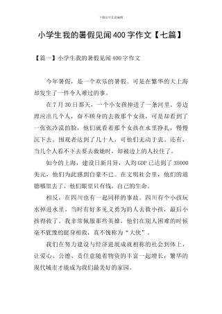 小学生我的暑假见闻400字作文